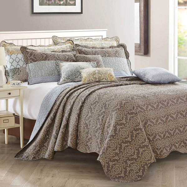 August Grove® Manley Microfiber Reversible 9 Piece Coverlet / Bedspread